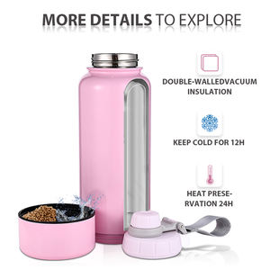 Botella de agua para perros de boca ancha para deportes al vacío de 24/64oz, botellas de agua aisladas de acero inoxidable, uso humano para mascotas con mango de Paracord - Product Image 5