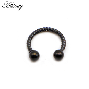 Alisouy, 1 pieza, 16G, 6/8/10mm, bola torcida, herradura, anillo de nariz falsa, Clip C, BCR, <span class=keywords><strong>Piercing</strong></span> para tabique labial, anillos de nariz <span class=keywords><strong>Falso</strong></span>, Aro para mujeres y hombres - Product Image 3