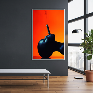Bold Black Woman with Cigar <b>Canvas</b> Wall Art, Dramatic Print,WHITE <b>FRAMED</b> <b>CANVAS</b> - Product Image 3