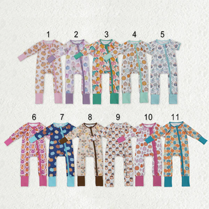 Pijamas enterizos con cremallera de calabazas de otoño para bebés y niñas - Product Image 1