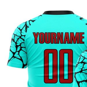 เสื้อฟุตบอลสีดำเทอร์ควอยซ์แขนสั้นเสื้อแข่งฟุตบอลน้ำหนักเบาระบายอากาศได้ชุดกีฬาแห้งเร็วชุดฝึกซ้อม - Product Image 5