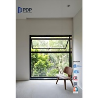 Venta al por mayor PDP minimalista doble vidrio tolva toldo ventana dos aberturas ventanas exteriores rejilla de acero inoxidable para exterior