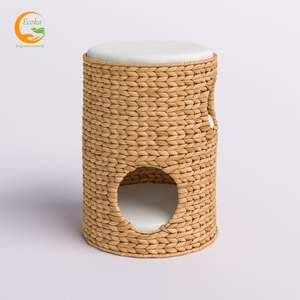Cama para mascotas de 3 niveles de jacinto de agua de Vietnam, cesta artesanal natural, ideal para mascotas pequeñas, precio económico. - Product Image 2