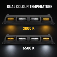 Barre lumineuse de toit YYD OVERLAND avec spoiler 120 W IP68 3000 K/6500 K 2 pods LED jaunes et blancs télécommandés Spot Flood tout-terrain