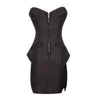 Ensemble corset et jupe noir à rayures pour femme grande taille 6XL, avec fermeture éclair, bustier sexy pour femmes