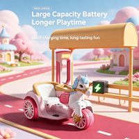 Voiture électrique pour enfants, chariot de princesse à 3 roues en PP, jouet musical 12V à batterie pour garçons et filles de 1 à 9 ans