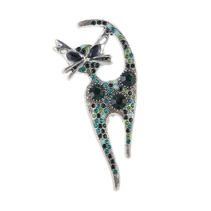 Broche de Aleación con Diseño de Gatito Retro y Adorno de Diamantes de Imitación, Estilo Europeo-Americano, Exquisito y Moderno - Product Image 4