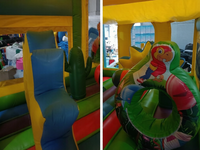 Istana Balon Tiup PVC Bertema Hewan, Rumah Bermain Hutan dengan Ramp Masuk untuk Penggunaan Dalam & Luar Ruangan, Sekolah, dan Komersial