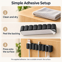 Bande organisatrice de câbles en silicone autocollante pour cordons de charge et écouteurs, support de câbles de bureau pour la gestion des câbles à la maison et au bureau