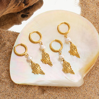 Boucles d'oreilles créoles Gaovo esthétiques en forme de coquillage marin, en acier inoxydable plaqué or PVD, style vacances à la plage, bijoux de mode pour femmes