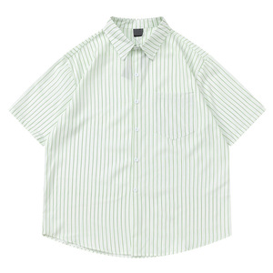 YPRS Herren Japanisches Minimalistisches Gestreiftes Kurzarm-Hemd |   Sommerliches, lockeres, übergroßes, leichtes Freizeithemd - Product Image 4