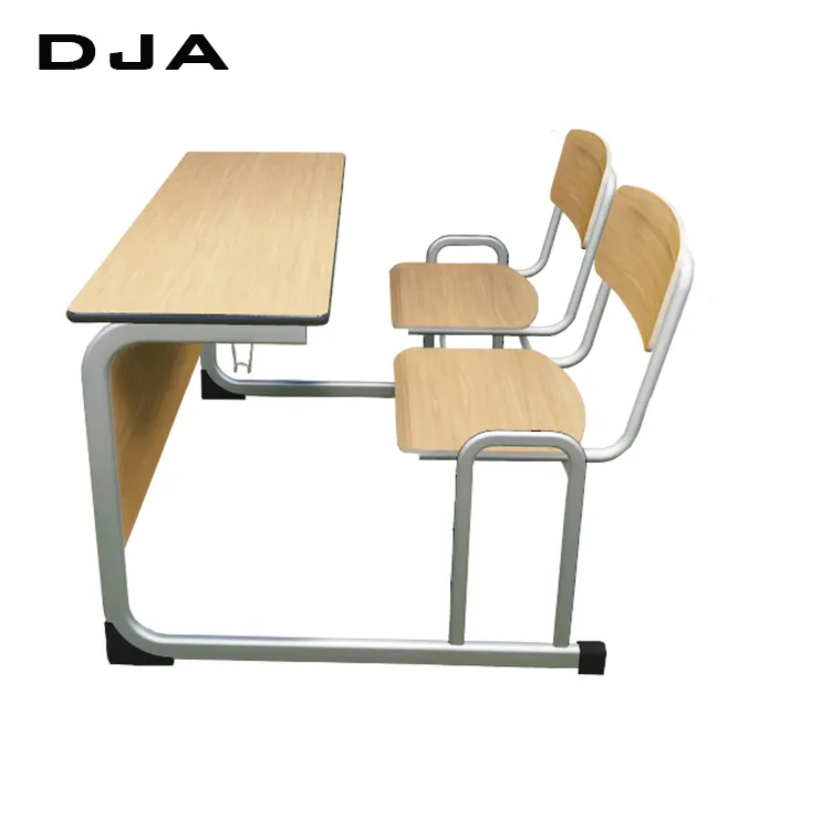 Disegno semplice combo scrivania e sedia tavoli e sedie set doppio con cassetto della scuola primaria e gancio del sacchetto