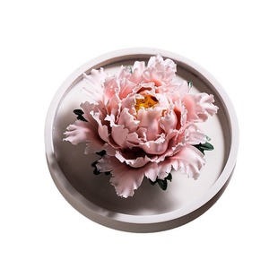 Juego de difusor de caña de cerámica del patrimonio cultural inmaterial, aromaterapia de flores de peonía pura para sala de estar, oficina, cera de soja - Product Image 5