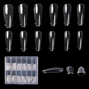 KADS 120 pièces Formes carrées extra longues double usage pour pose rapide de gel, courbure C, demi-droites, faux ongles, outil de manucure acrylique - Product Image 1