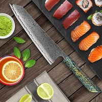 Couteaux de cuisine en gros – Couteau de chef japonais de 8 pouces en acier Damas cuivré à 55 couches, tranchant et luxueux