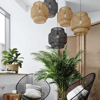 Lanterne suspendue en bambou naturel tissé à la main, style moderne, pour salon, restaurant, bar, café, décoration intérieure, éclairage