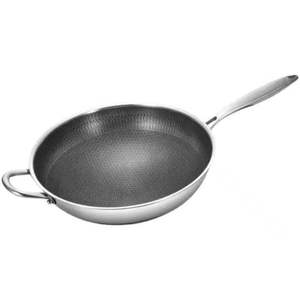 <span class=keywords><strong>Wok</strong></span> de Aço Inoxidável Dupla Face com Revestimento Antiaderente de Tela Inteira e Fundo Composto Compatível com Indução - Product Image 3