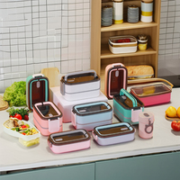 Boîte à lunch bento en acier inoxydable 304 pour adultes, étanche, thermique, compartiments chauffables, utilisable au micro-ondes, pour la cuisine, hommes, 2 couches
