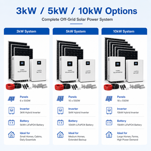 Système <span class=keywords><strong>solaire</strong></span> hors réseau complet de 3 kW, 5 kW, 10 kW avec panneaux solaires, onduleur et batterie LiFePO4 pour la maison - Product Image 3