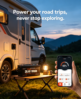 Baterai LiFePO4 Enlzh Marine Grade 38.4V 100Ah Bluetooth dengan Pemanas Otomatis 4000 Siklus untuk Motor Tempel Kapal Nelayan Air Asin