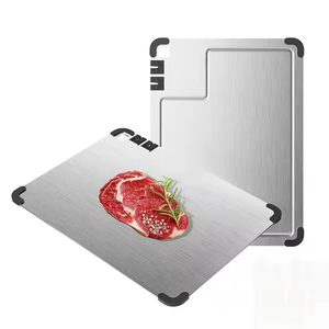 Planche à découper double face personnalisée avec aiguiseur de couteaux, rainure pour jus, planche à découper en acier inoxydable, ensemble de planches à découper en titane - Product Image 5