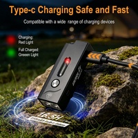 BORUiT A1 Lampe torche compacte IP66 étanche rechargeable par USB, mini lanterne d'urgence, petite lampe torche porte-clés pour le camping et la pêche