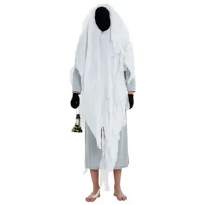 万圣节角色扮演幽灵死亡男孩的恐怖服装与成人儿童派对服装面具