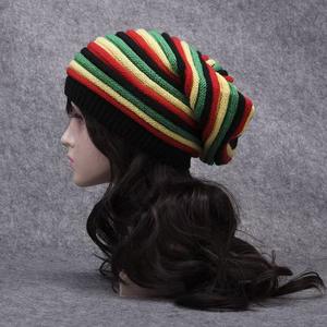 Jamaïque Style extérieur chaud rayure Slouchy tricot béret chapeau doux numérique imprimé commun tricot bonnet pour automne plage <span class=keywords><strong>voyage</strong></span> - Product Image 3