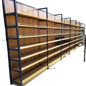 Shop Shelf S Display Rack Steel Adjustable Commercial Metal Shelving Stand Rack Long Wooden Shelf