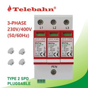 Dispositivo de Protección Contra Sobretensiones Trifásico para Toda la Casa, 380V CA, SPD 20kA 40kA T2 3P <span class=keywords><strong>KEMA</strong></span> - Product Image 2