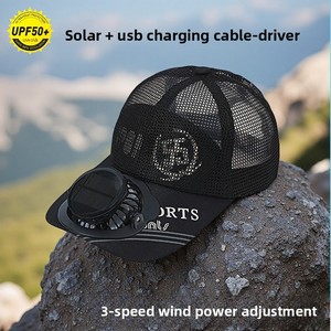 Casquette ventilée à 6 panneaux avec chargement solaire et bandeau réglable, style décontracté/sportif, pour la protection solaire des hommes lors du travail en <span class=keywords><strong>serre</strong></span> - Product Image 2