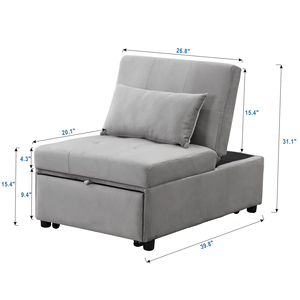 Divano Letto Pieghevole Reclinabile 1 Posto Grigio Scuro Personalizzabile per Casa, <span class=keywords><strong>Hotel</strong></span> e Soggiorno - Arredamento Moderno Multifunzione - Product Image 4