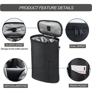 Tas jinjing anggur insulasi ramah lingkungan, 2 botol, tas pendingin berbantalan, anti bocor, kapasitas 0,75l untuk perjalanan - Product Image 5