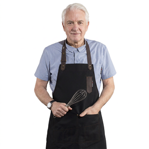 For Waiter Chef Twill Adjustable Bib <b>Apron</b> Multi Pockets High Quality Poly Cotton Black Restaurant <b>Kitchen</b> <b>Apron</b> - Product Image 3