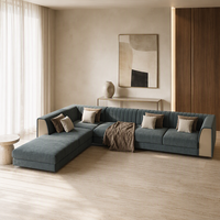 Canapé modulaire de luxe italien YUANCHANG en cuir artificiel, en forme de L, avec structure en bois de larch et d'eucalyptus, et pièces en acier inoxydable