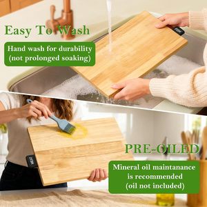 Juego de tablas de cortar de bambú con soporte, bloques de cortar multifuncionales para uso en la cocina, diseño grueso de forma rectangular - Product Image 4