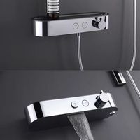 Robinet de douche mural moderne à poignée unique, thermostatique, 3 trous, en cuivre, design minimaliste, ensemble de douche carré