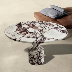 Juego de mesa de comedor de mesa nórdica italiana muebles mexicanos Tafel mesa de comedor de travertino redonda de mármol estriado de lujo - Product Image 4