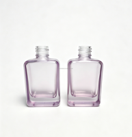 Nouvel emballage cosmétique de luxe givré, flacon de sérum violet carré plat à fond épais de 30 ml, flacon compte-gouttes en verre pour huile essentielle