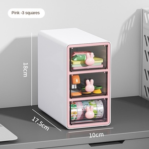 Cartoon Máy tính để bàn ngăn kéo tổ chức trong suốt nhiều ngăn nhựa lưu trữ Hộp văn phòng phẩm lưu trữ văn phòng tổ chức - Product Image 5