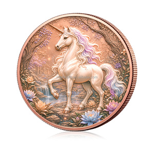 Pièce de collection personnalisée OEM ODM en cuivre fin .999 de 5 oz, ronde, avec relief 3D et impression couleur, représentant des créatures mythiques - Product Image 2