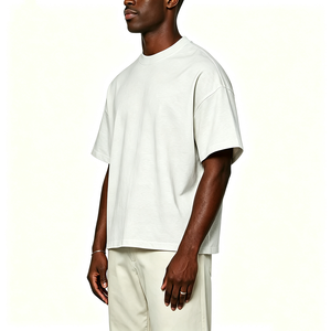 T-shirt vierge pour homme OEM 240 GSM, coupe ample à épaules tombantes, manches courtes, couleur unie, personnalisable avec logo imprimé, grandes tailles - Product Image 2