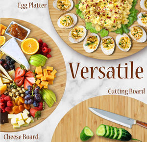 하이 퀄리티 2-in-1 악마의 계란 플래터 & 치즈 보드 뒤집을 수 있는 계란 홀더 휴일 손잡이 도마 - Product Image 2
