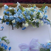 CM-TW022 Fleurs artificielles sur mesure, nouveau thème bleu, pour la décoration de fond de scène de mariage