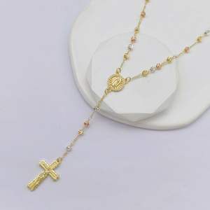 JML oro rosa <span class=keywords><strong>rosario</strong></span> religioso 14k collana croce all'ingrosso laminato oro Tri colore Saint Jude benedetto gesus Mary gioielli uomini - Product Image 4