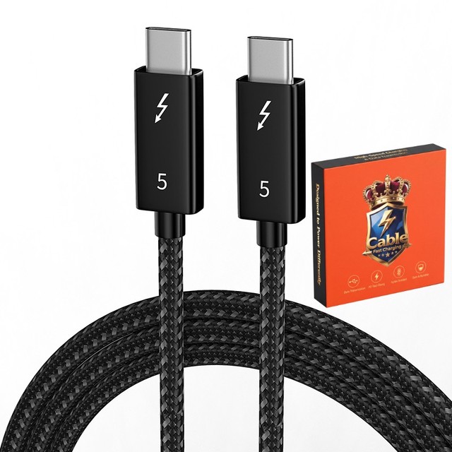 Thunderbolt 5 High-Speed 120Gbps USB-C to USB-C 240W Fast Charge Nylon Braided PD Cable for Computer with 12-Month Warranty