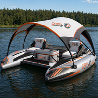 Île flottante gonflable durable pour la pêche, l'accès au kayak, la natation et l'utilisation latérale des bateaux