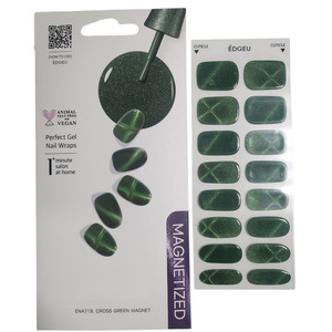 Pegatinas Magnéticas Verdes para Uñas, Gel Semicurado, Resina UV para Diseño de Manicura - Product Image 2