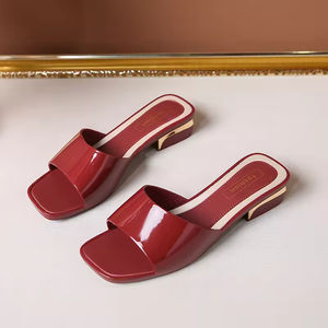 Sandales décontractées d'été pour femmes, style français européen, à bout ouvert, talon épais, ornées de cristaux brillants, à bride unique, pour l'extérieur - Product Image 5