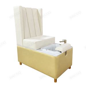 Chaise de pédicure européenne entièrement en cuir enveloppé pour salons de manucure Chaise de massage des pieds avec pompe de drainage pour spa tourbillon à lumière colorée - Product Image 6